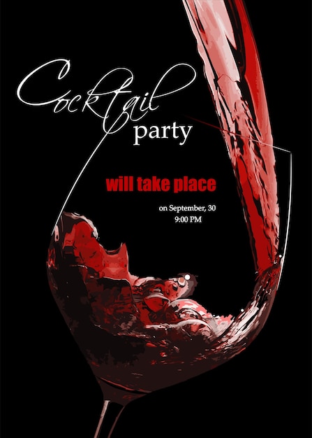 Cocktail-party-einladung 3d-vektor-illustration