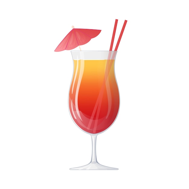 Vektor cocktail-sex am strand alkoholisches getränk handgezeichnet im cartoon-stil
