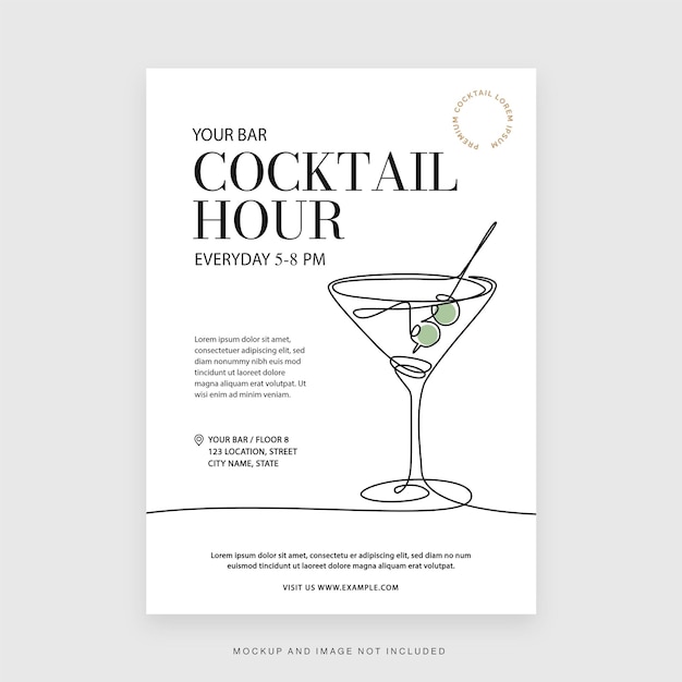 Vektor cocktailstunde nachtbar flyer vorlage in vektor