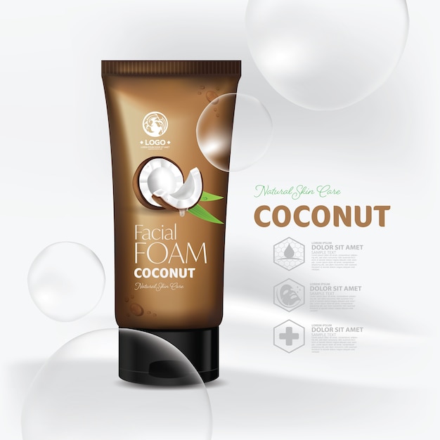 Coconut natural skin care verpackungsdesignvorlage