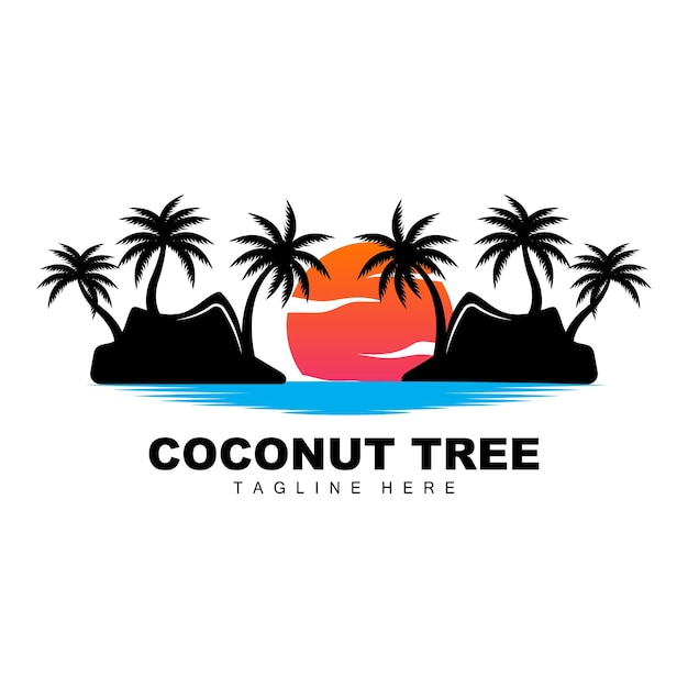 Coconut tree logo ocean tree vektordesign für vorlagen produkt-branding-strand-tourismus-objekt-logo