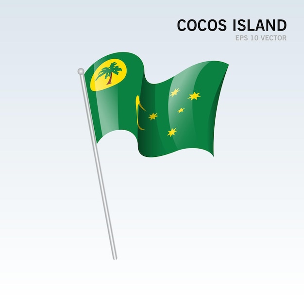 Cocos island wehende flagge isoliert auf grau