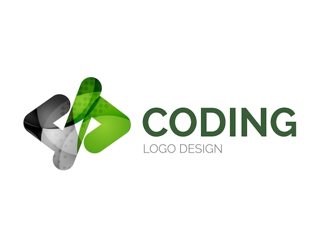 Code-icon-logo-design aus farbstücken