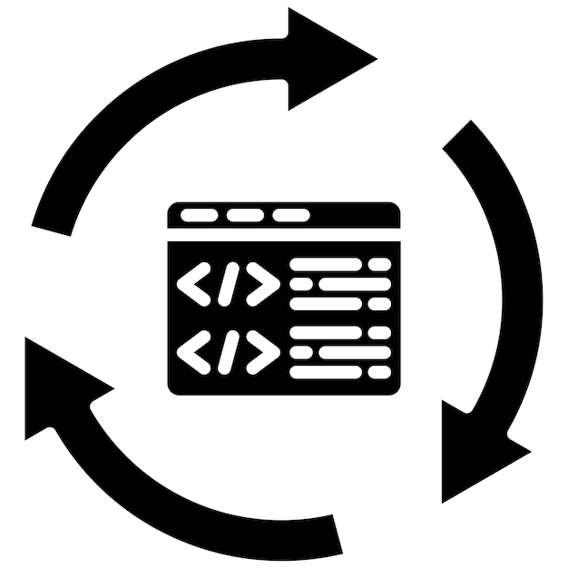Code Refactoring Glyph Solid Black Illustration (Code Refactoring Glyph Solid Black Illustration)