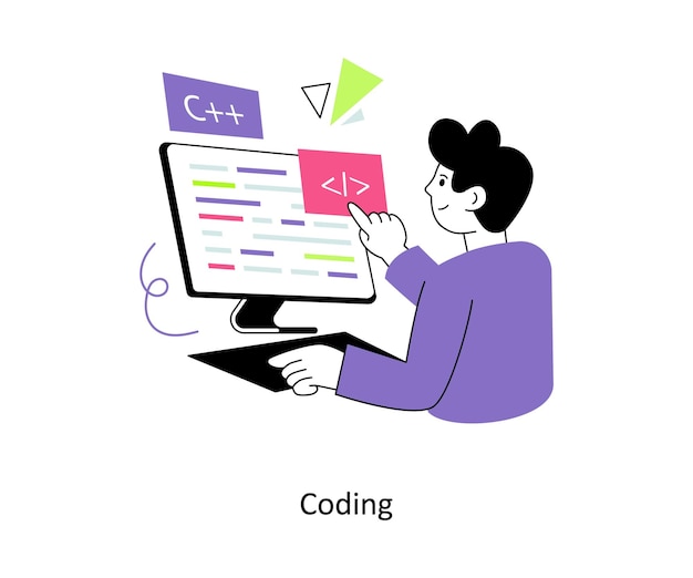 Codierung flacher Design-Vektor-Illustration Stock-Illustration