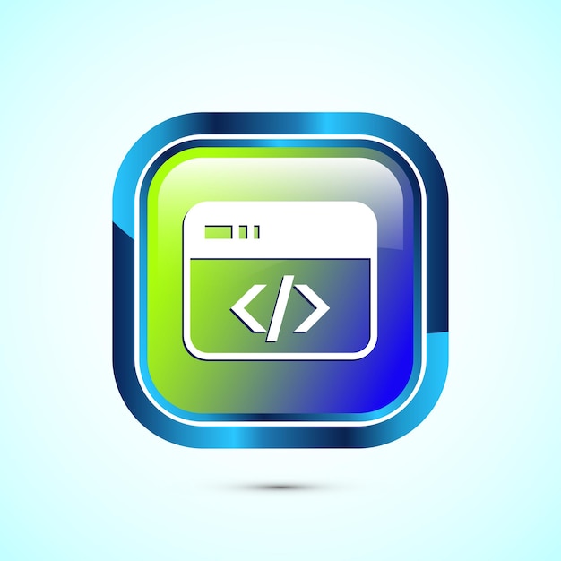 Codierung Icon Design Illustration Web-Entwicklung Icon Glossy quadratische Schaltfläche Design