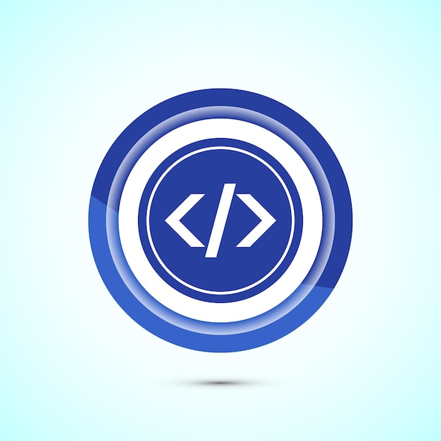 Codierung Icon Design Illustration Webentwicklung Icon Blaue Farbe Knopf Design
