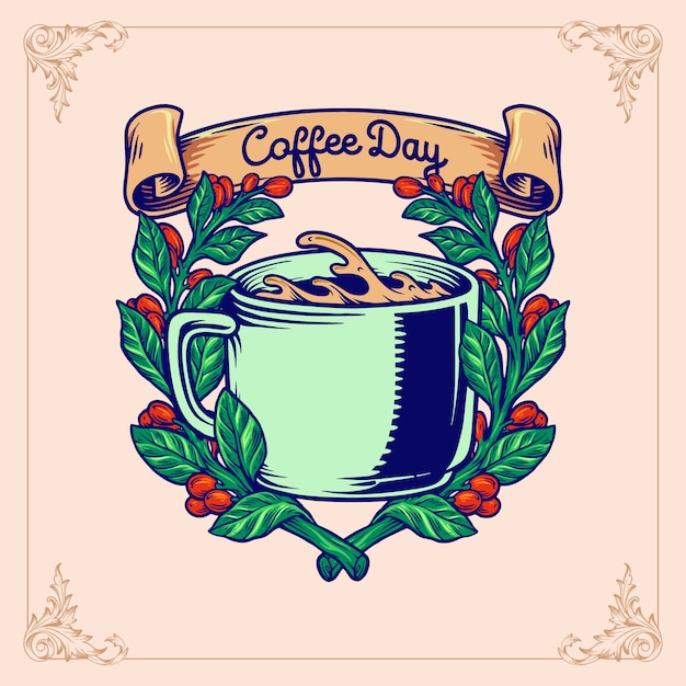 Coffee day plant illustrationen