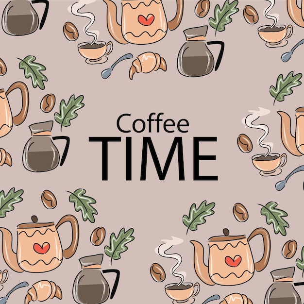 Coffee Doodle Background eignet sich für die Wanddekoration Ihres Cafés