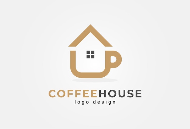 Coffee shop house logo, tasse und home-kombination, geeignet für marken- und firmenlogo