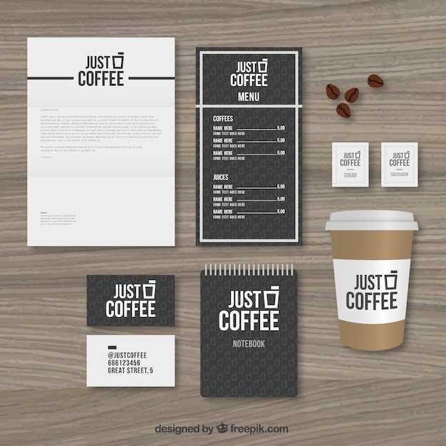 Vektor coffee-shop stationery pack