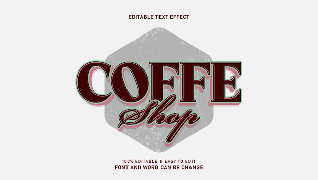 Coffee-Shop-Text-Effekt im 3D-Stil, der leicht bearbeitet werden kann