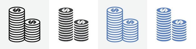 Coin-Stack-Icon-Vektor-Set Verwendung für Web-Ui oder App