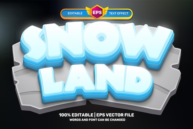 Cold snow land cartoon-spiel bold 3d editierbarer texteffekt-stil