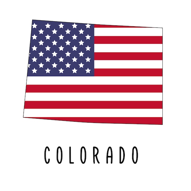 Colorado-Karte isoliert auf weißem Hintergrund Silhouette des US-Bundesstaates Colorado USA-Flagge Vektor