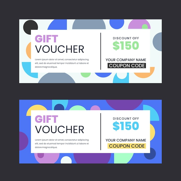Colorful gift voucher horizontal banners