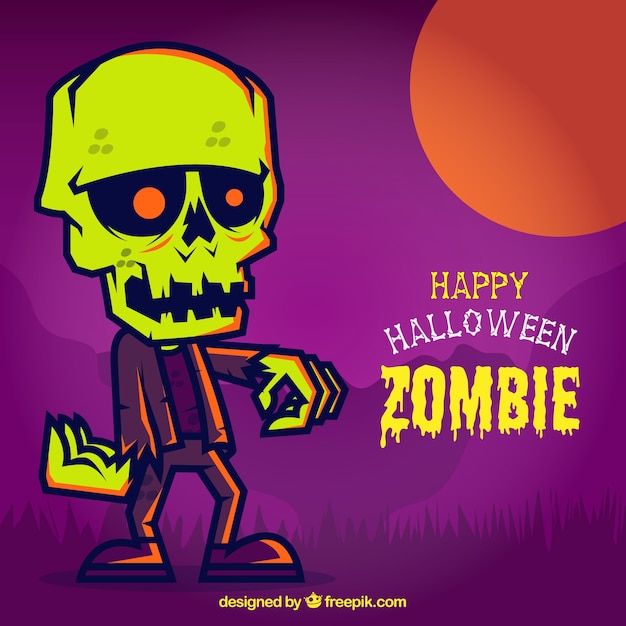 Colorful halloween-karte mit einem zombie