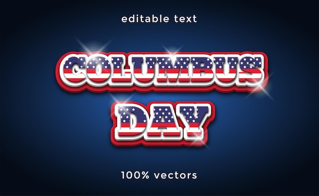 Vektor columbus day editierbarer texteffekt 3-dimensionaler prägestil premium-vektor