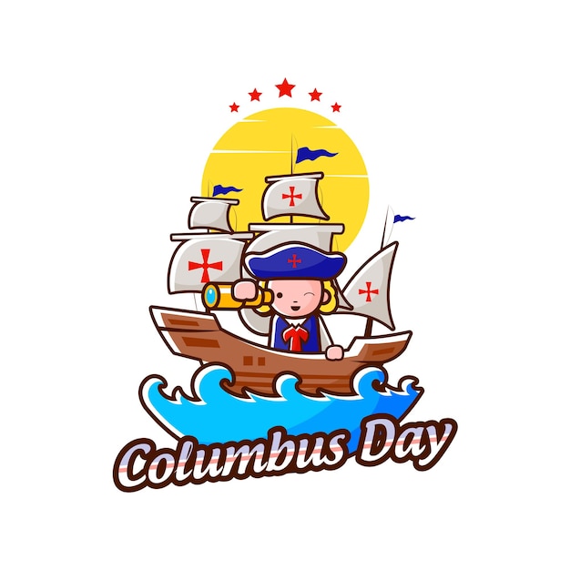 Vektor columbus day illustration mit maskottchen