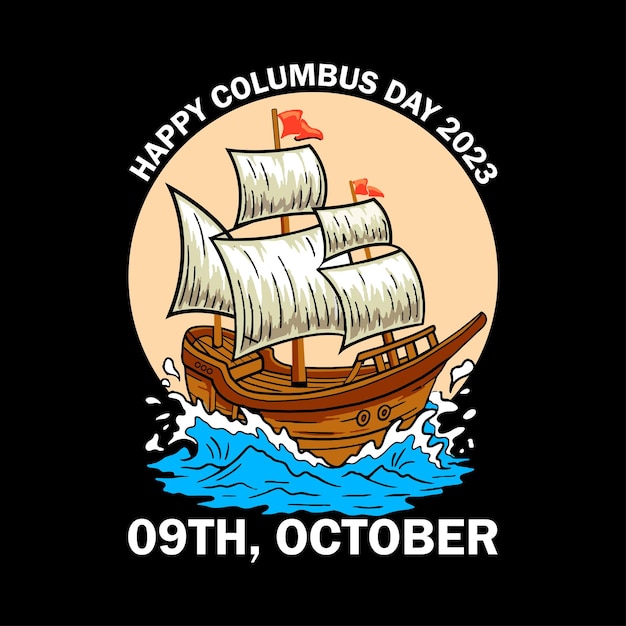 Columbus Day Vintage T-Shirt-Design