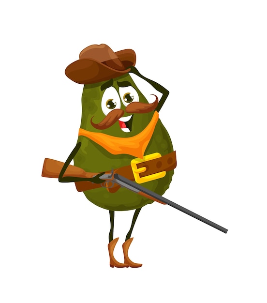 Comic-avocado-sheriff oder ranger lustiger charakter