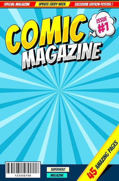 Vektor comic-buch-cover-hintergrundvorlage