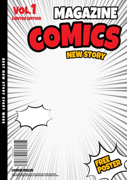 Comic-buch seite design. zeitschriften cover