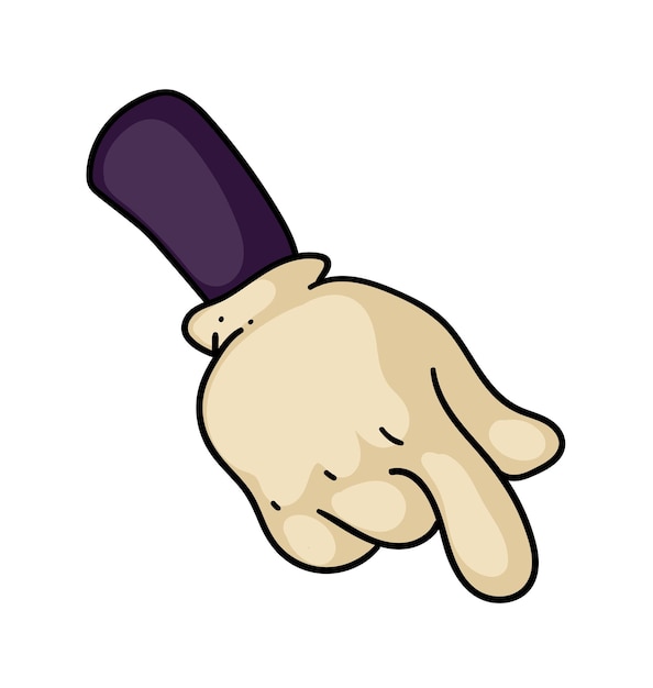 Comic-cartoon-hand mit zeigefinger zeigen