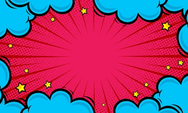Comic-Cartoon-Pop-Art-Hintergrund mit Wolke