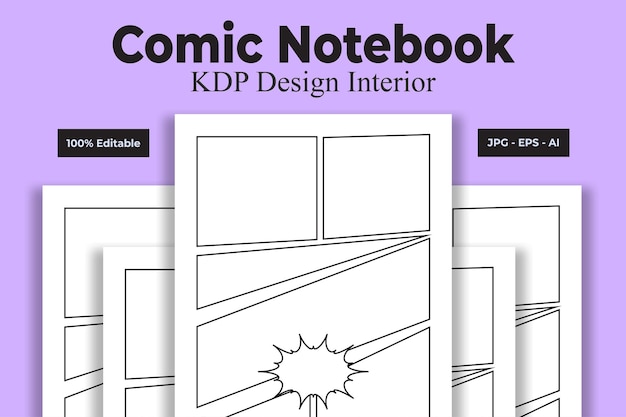 Vektor comic-notizbuch kdp interior – low or no content book