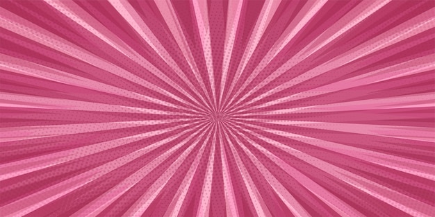 Comic-Pop-Art-Streifen radial auf Vintage-Rosa-Hintergrund