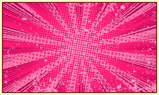 Vektor comic-rosa burst-hintergrund mit grunge-effekt