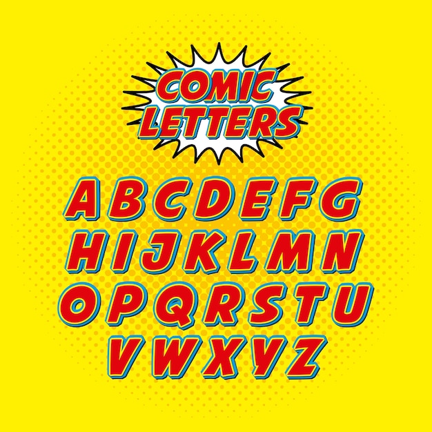 Vektor comic-schriftart alphabet pop-art