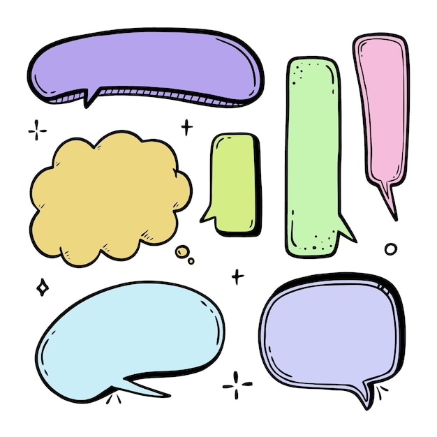 Comic-Sprechblase handgezeichnete Skizze im Doodle-Stil Vektor-Blase-Chat-Nachricht-Element