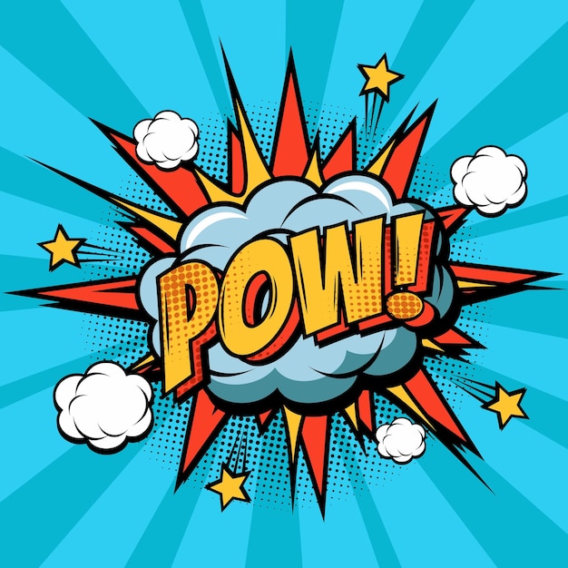 Comic-Text POW-Rede-Blase im Pop-Art-Stil