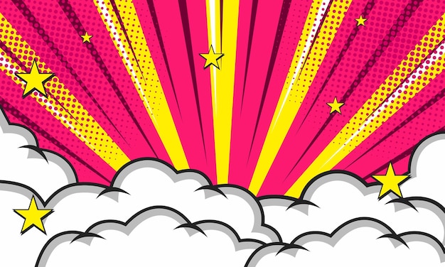 Comic-Wolken-Hintergrund mit Sternvorlage