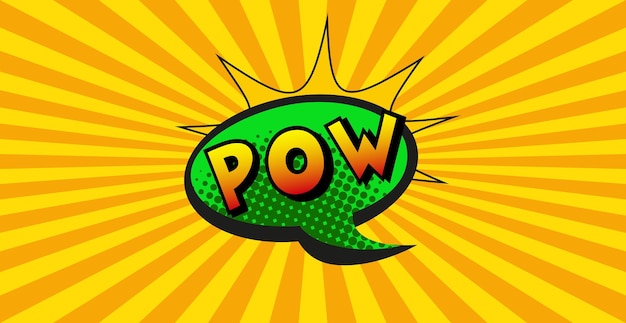 Comic-zoom-inschrift pow auf farbigem hintergrund vektor