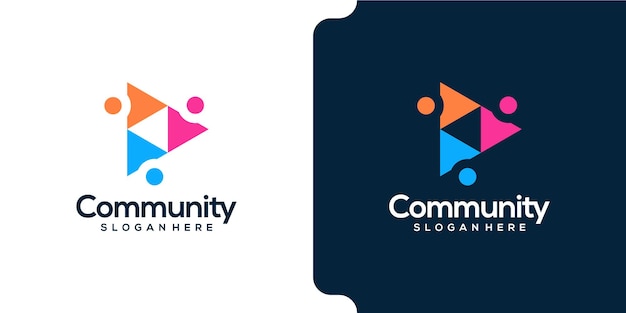 Community-leute im logo-design in dreiecksform