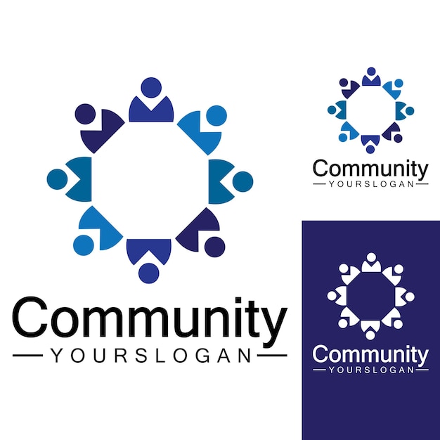 Community-logo-design-vorlage für teams oder gruppennetzwerk- und social-icon-design