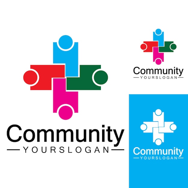 Community-logo-design-vorlage für teams oder gruppennetzwerk- und social-icon-design