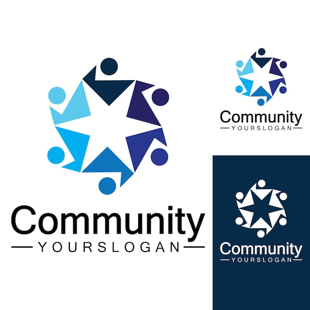 Community-logo-design-vorlage für teams oder gruppennetzwerk- und social-icon-design