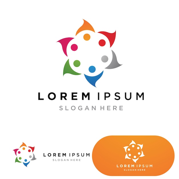 Community-Team-Gruppenleute-Logo-Vektor