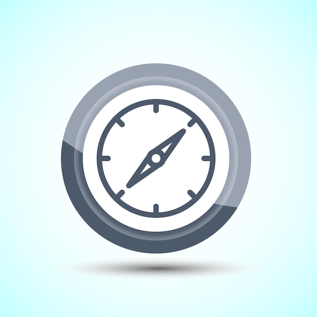 Compass-Icon-Design-Illustration Navigationszeichen-Symbol für Apps und Websites Graue Farbe Knopf-Design