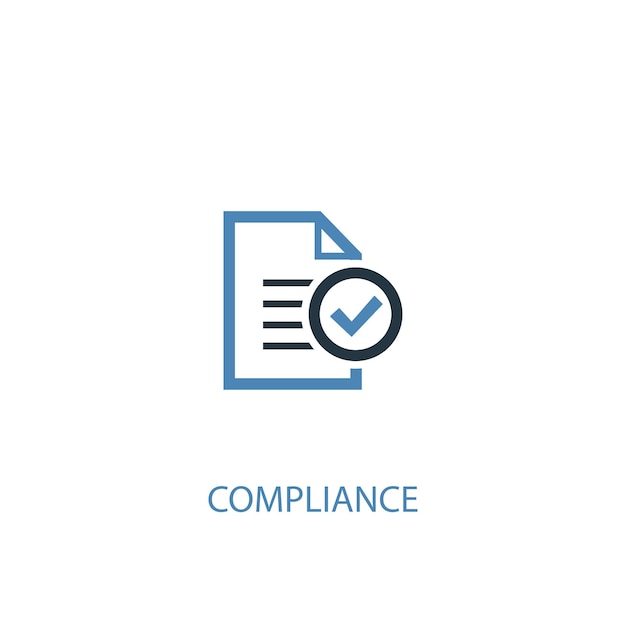 Compliance-konzept 2 farbiges symbol. einfache blaue elementillustration. compliance-konzept symboldesign. kann für web- und mobile ui/ux verwendet werden