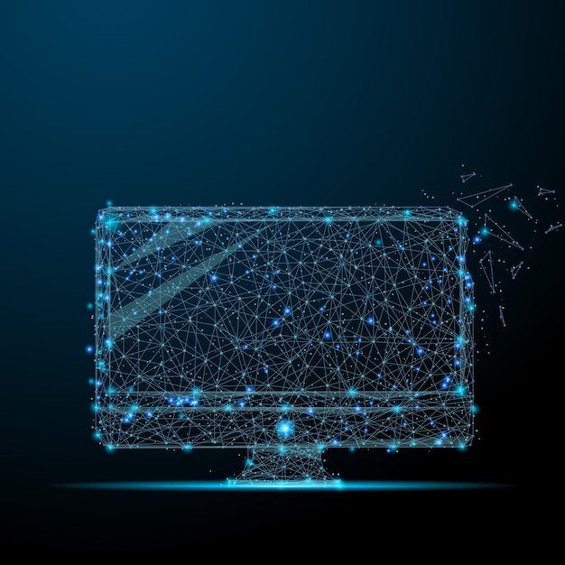 Computer Blue Abstract Mesh Hintergrund mit Kreisen, Linien und Formen Design Computer