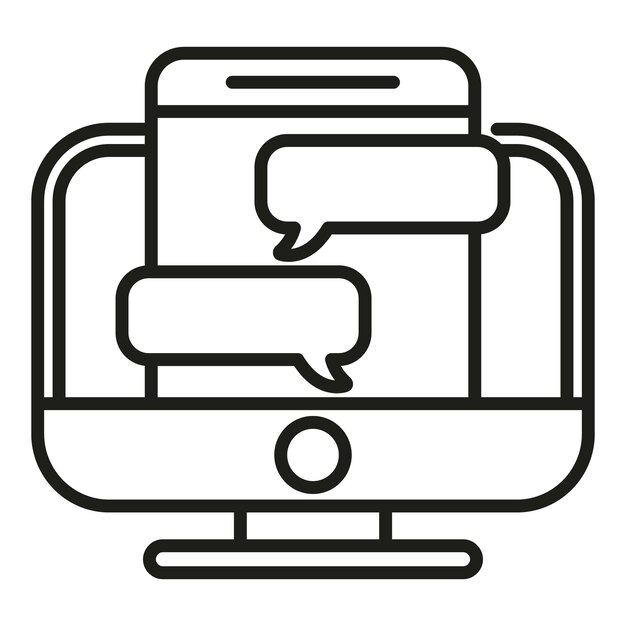 Computer-Chat-Icon-Umrissvektor Web-Internet-Inhalt mobil