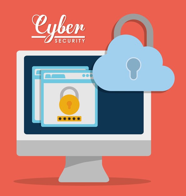Computer Cloud-Vorhängeschloss Cyber-Sicherheitssystem-Technologie-Symbol