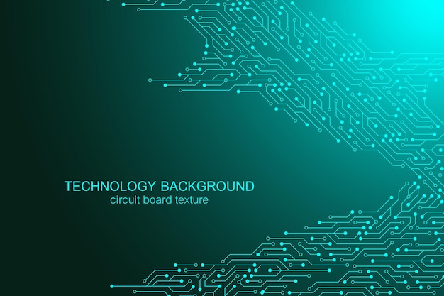 Computer-Motherboard-Vektorhintergrund mit elektronischen Elementen der Leiterplatte. Elektronische Textur für Computertechnologie, Engineering-Konzept. Motherboard-integrierte Computerillustration.