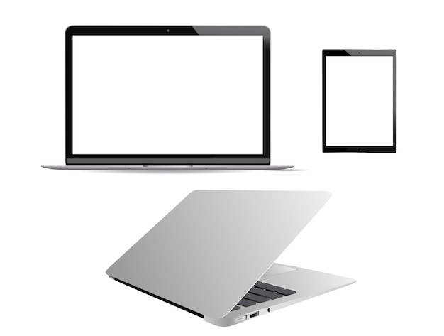 Computer Notebook Mobile PC isoliert. Realistischer Laptop leer, Vorderansicht.