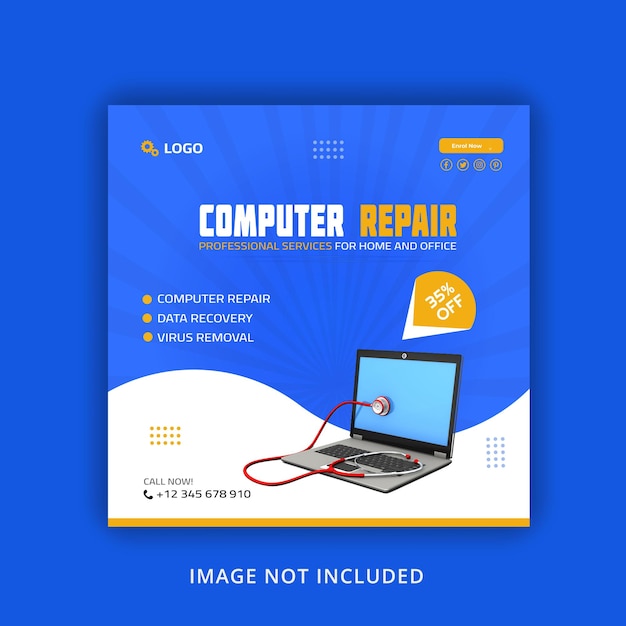Computer repariert social-media-banner-design